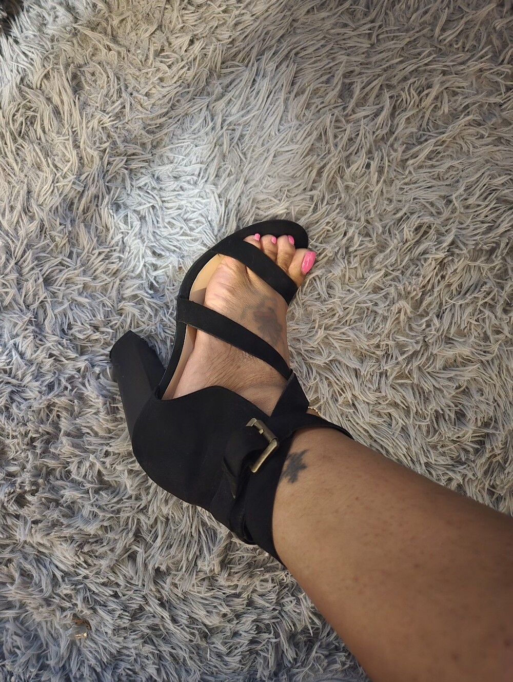 Shoe Dazzle Black Suede Wrap-Around Strappy Heels